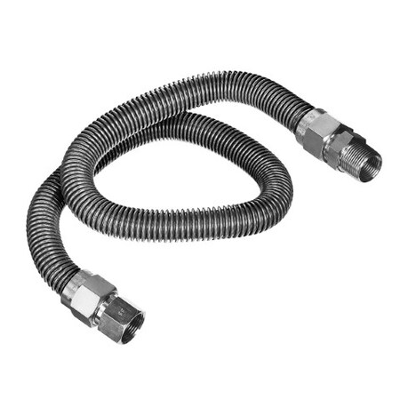 Flextron Gas Line Hose 3/8'' O.D.x72'' Length 1/2" FIPx3/8" MIP Fittings, Stainless Steel Flexible Connector FTGC-SS14-72F